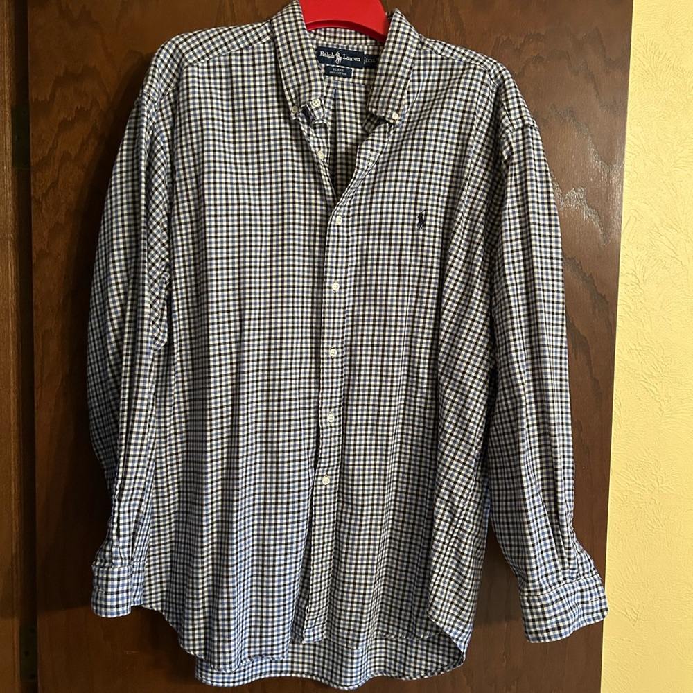 Ralph Lauren Navy and White Plaid Shirt